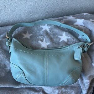 Coach Sky Blue Leather Shoulder Bag